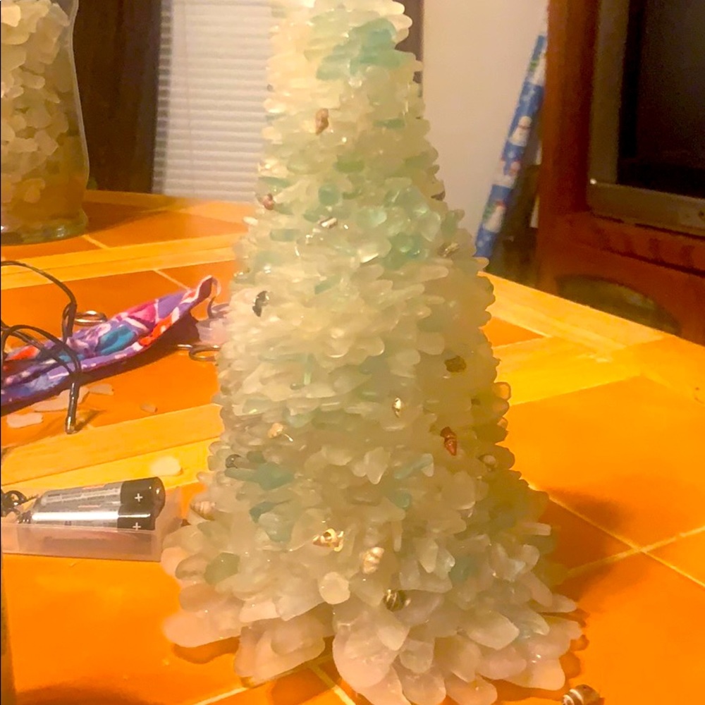 Xmas tree made out of beach glass